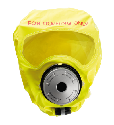 Yellow Draeger R59410 Parat Escape Training Hood on white background