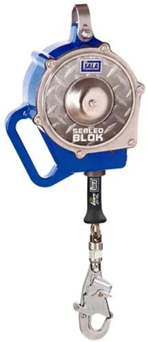 SILver and blue 3M self retracting lifeline 3400802 on white background