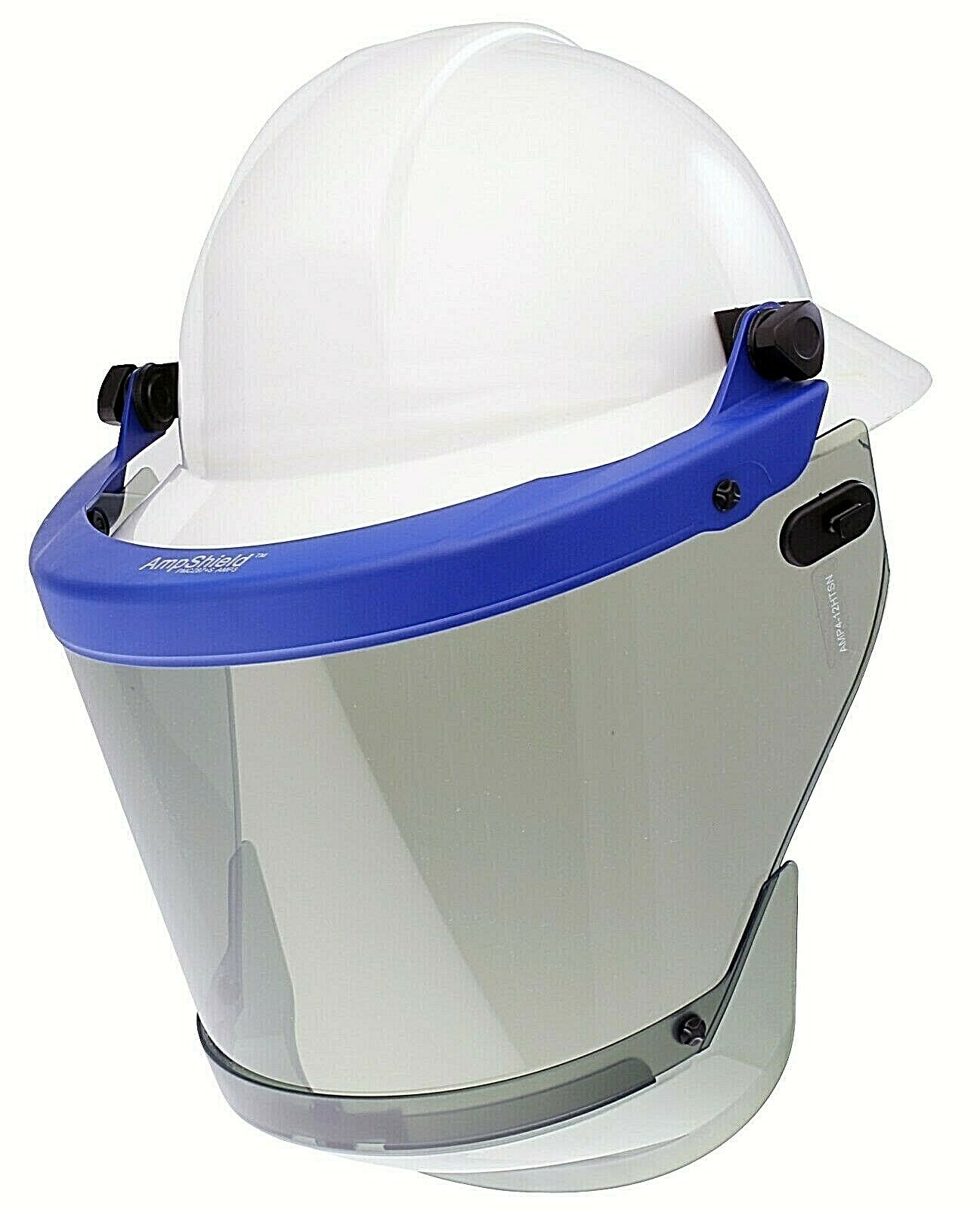 Paulson 9004950 arc flash faceshield and blue bracket on white background