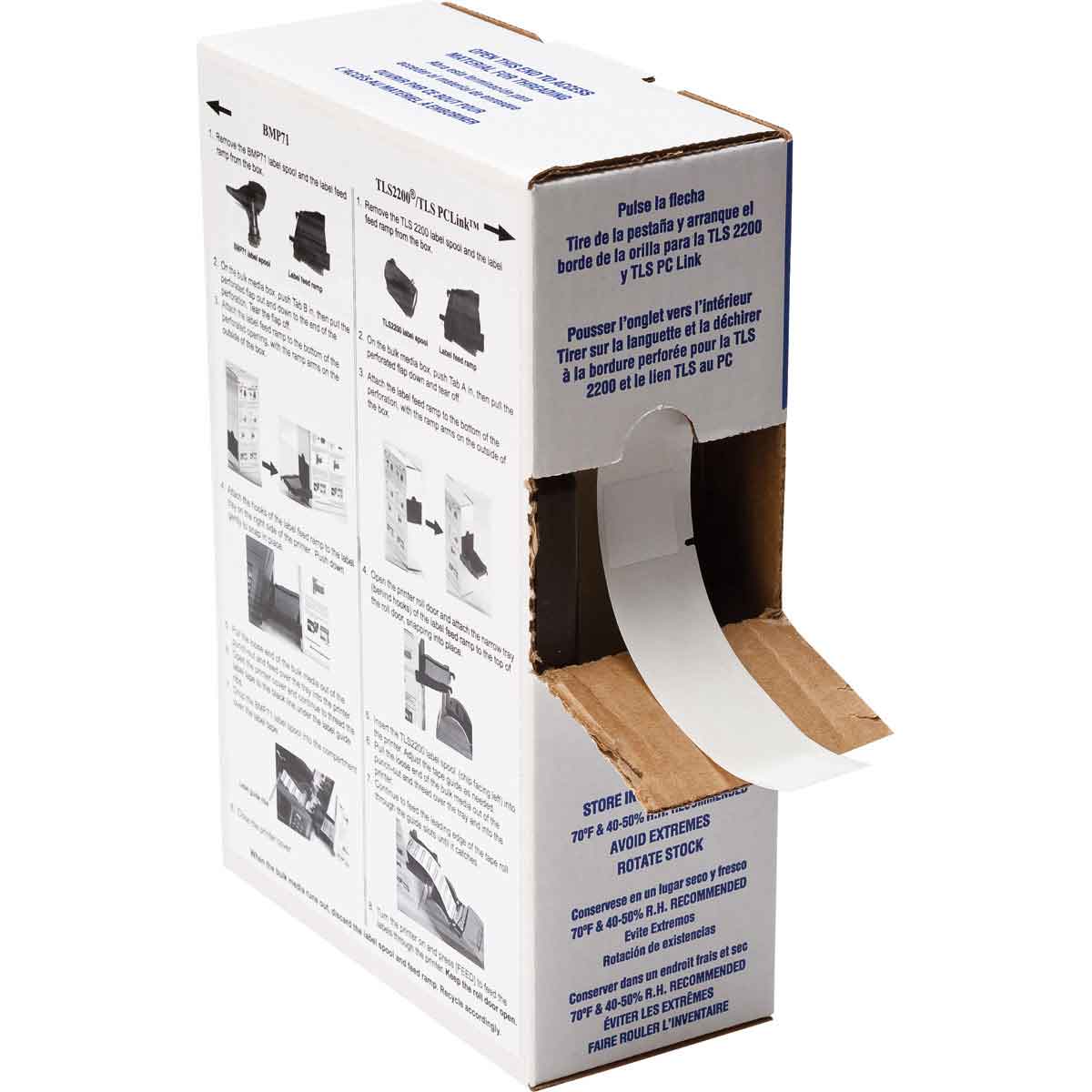 White black and blue box on white background Brady BM71-23-427 Self-Laminating Vinyl Wrap Around Labels