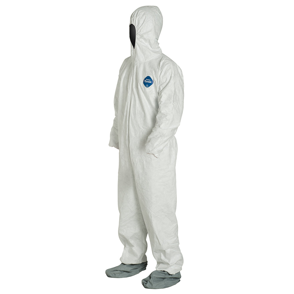 DUPONT TY122S Coverall Respirator Fit Hood Elastic Wrists Skid-Resistant Boots 25/CS