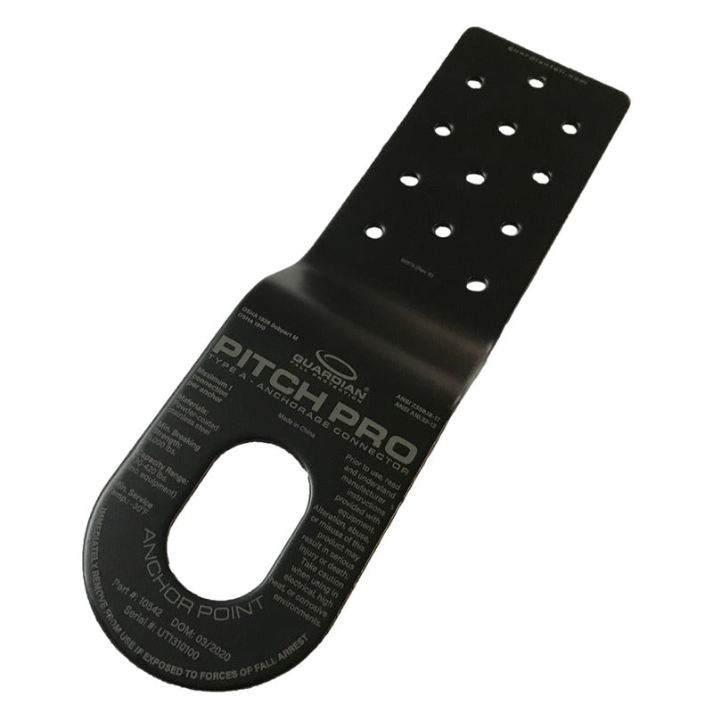 Guardian Fall Pitch Pro Slotted Roof Anchor Black Steel on white background