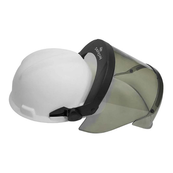 White hardhat with smoke faceshield H12HTHAT on white background