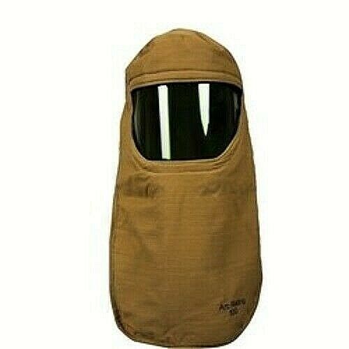 Tan arc flash hood NSA H65KDQE100HAT on white background
