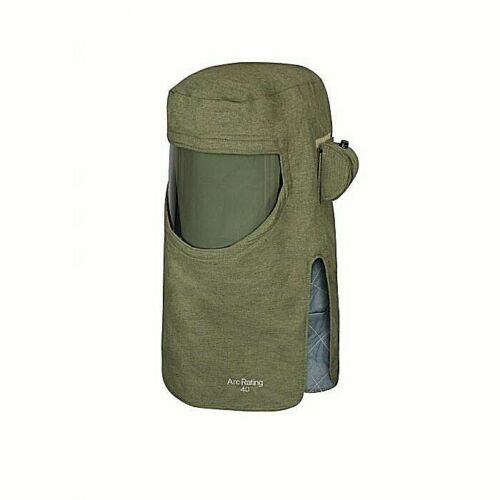 Green 40cal NSA arc flash hood H65NPQHFANPV on white background
