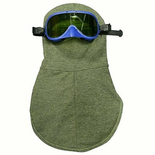 green balaclava with goggles KITHP27 against white background