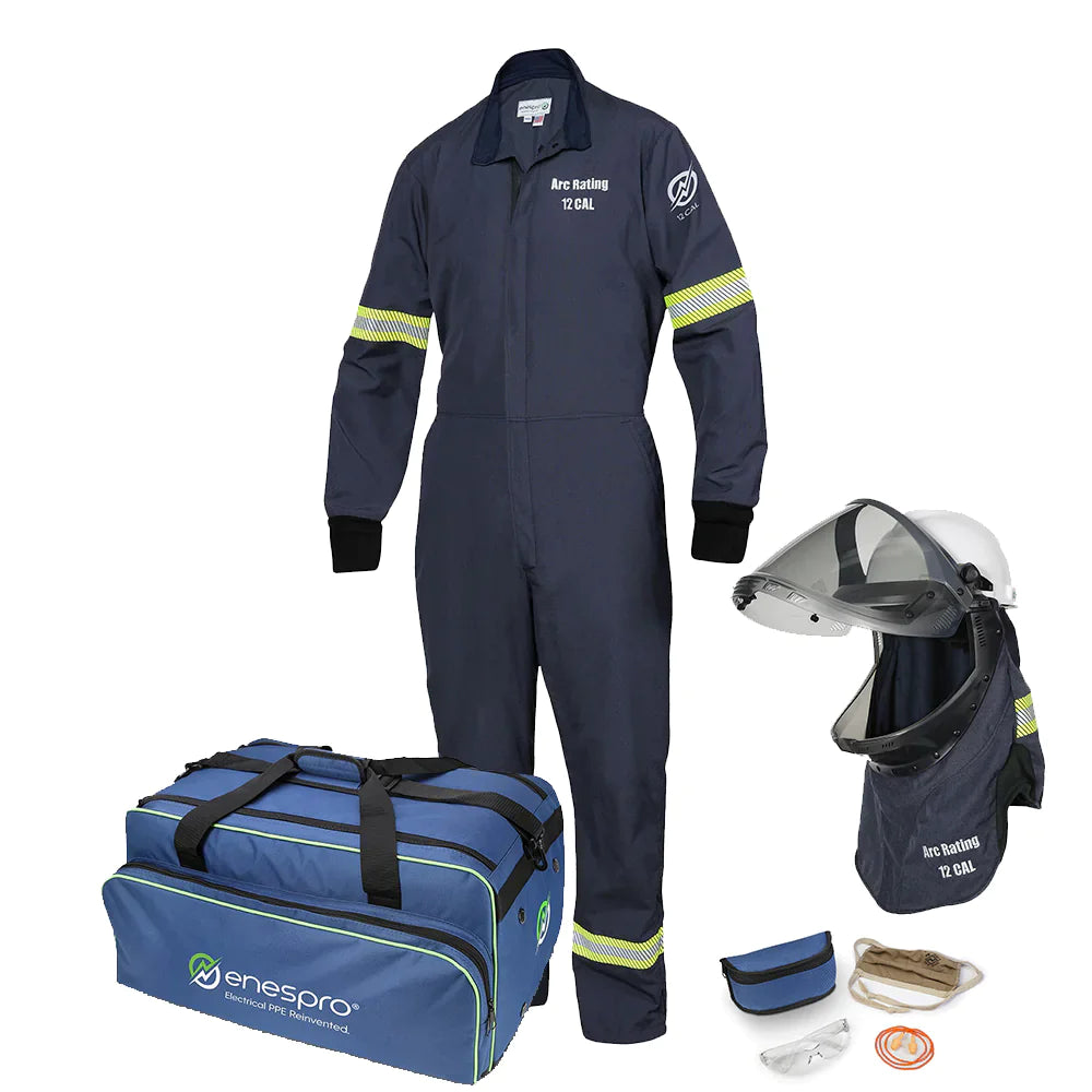 On white background multi colored EN12KTNTNB03 Enespro AirLite Coverall Kit