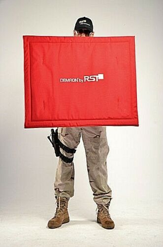 Radshield red radiation-blast shield against white background