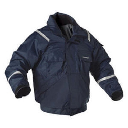 navy color Stearns flotation jacket on white background