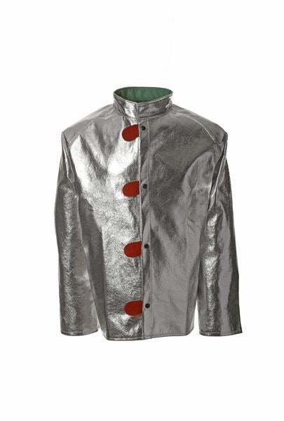 Silver gray with red tabs 600-ACX10 aluminized heat resistive coat by CPA on white background