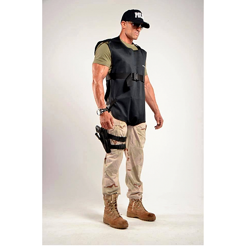man wearing black Radshield 2 ply D2LVSO torso vest