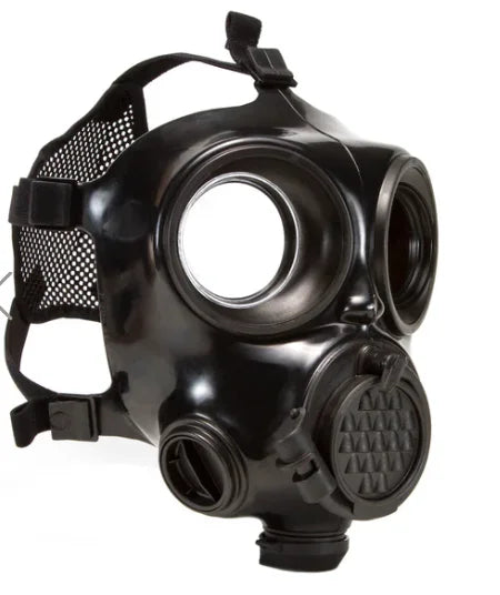 Black gas mask on a white background