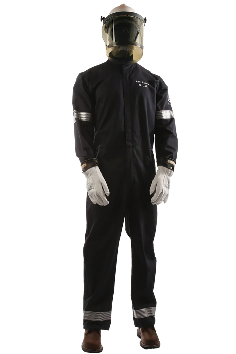 Black, white, reflective on gray checkered  background National Safety Apparel Enespro EN12CVWUNB01 12 Cal Ultrasoft Coverall