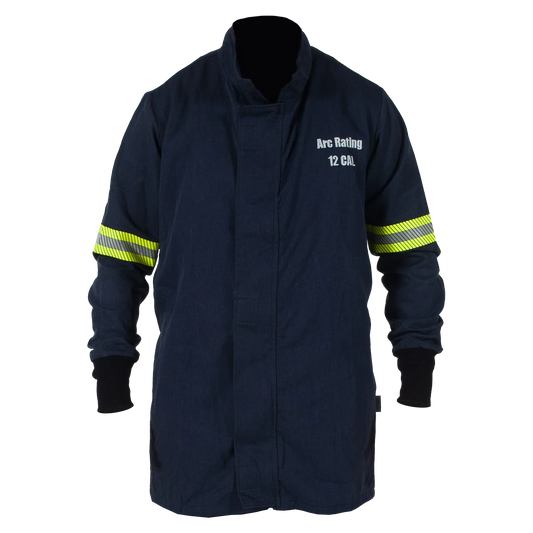 Navy on gray checkered background National Safety Apparel Enespro EN12JTNTNB01 AirLite 12 Cal Jacket