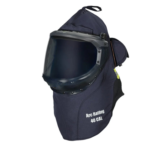 Black Enespro National Safety Apparel EN403FNDNB05AL 40 cal AirLite Vented Lift Front Hood On white background
