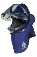 Blue & black on white background  Enespro National Safety Apparel ENARC40H1 APEX Arc Flash Lift Front Hood