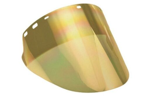 Gold metalized faceshield Paulson 2221105 against white background