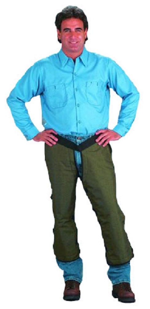Chainsaw Chaps green by Chicago Protective against white background