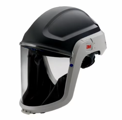 Black and gray 3M™ M-307 Versaflo Respiratory Hard Hat Assembly on white background