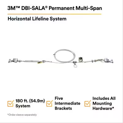 3M Sayfline 7603180 DBI-SALA Permanent Multi-Span Horizontal Lifeline System | Free Shipping and No Sales Tax