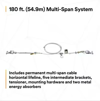 3M Sayfline 7603180 DBI-SALA Permanent Multi-Span Horizontal Lifeline System | Free Shipping and No Sales Tax