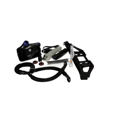Black and gray 3M™ TR-612N Versaflo™ Powered Air Purifying Respirator PAPR Assembly  on white background