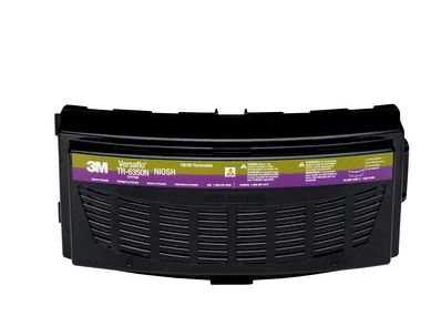 Black, green, purple 3M TR-6350N Versaflo Formaldehyde/HEPA Cartridge on white background