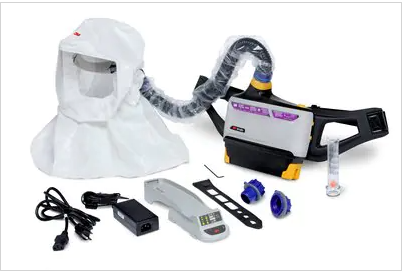 White, black 3M™ TR-800-ECK Versaflo™ Powered Air Purifying Respirator Easy Clean Kit on white background