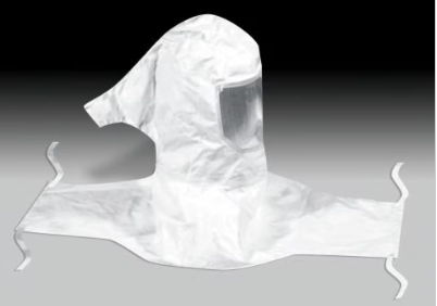 White 3M™ H-610-5 Sealed-Seam Respirator Hood Collar on black and gray background
