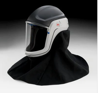 Black and gray 3M™ M-407 Versaflo™ Respiratory Helmet Assembly on white background
