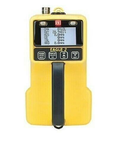 Yellow and black RKI gas monitor 724-112-02-P2 on white background