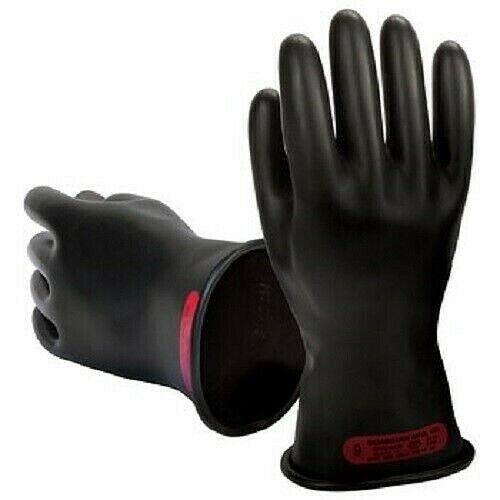 Guardian class 00 black electrical gloves against white background