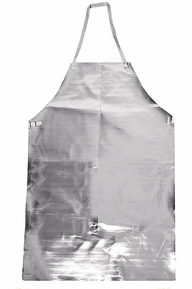 Silver NSA heat resistive apron A02AS24x36 against white background
