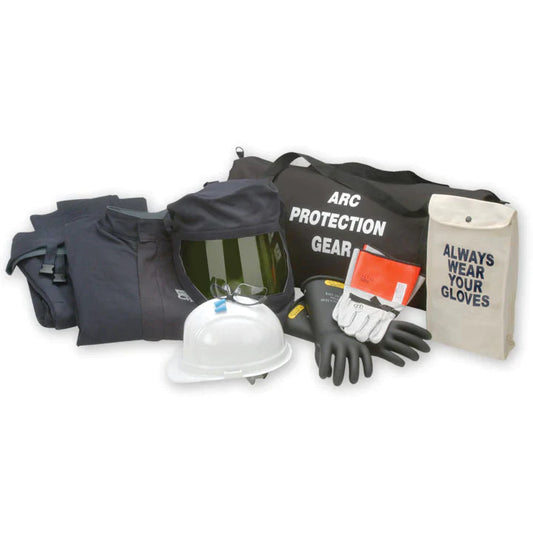 Black, white, orange AG43 electrical safety kit from Chicago Protective Apparel, on a white background
