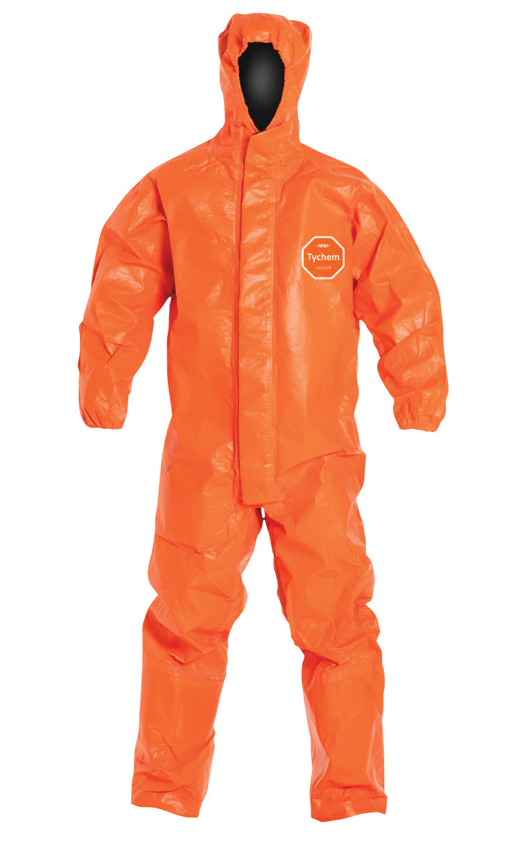 Dupont Orange color TP198T coverall against white background