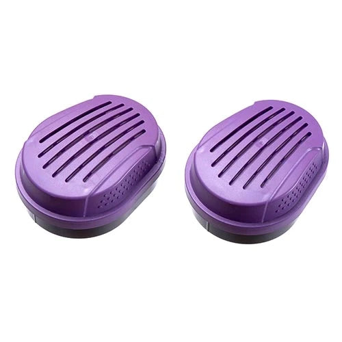 Two purple Draeger 6738361 filters on white background