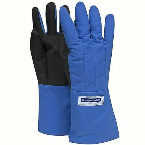 Black and Blue NSA G99CRSGP mid arm cryogenic gloves on white background