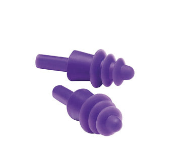 Purple earplugs on white background Gateway Safety 93012 Twister Earplugs with Cloth Cord