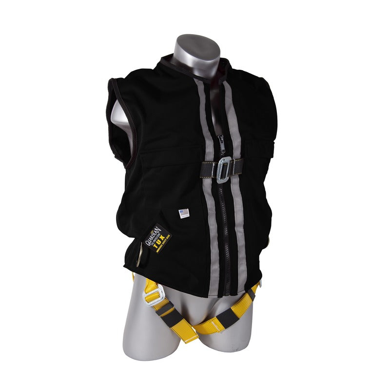 Black Guardian 02610 Construction Tux Full Body Harness Black on white background