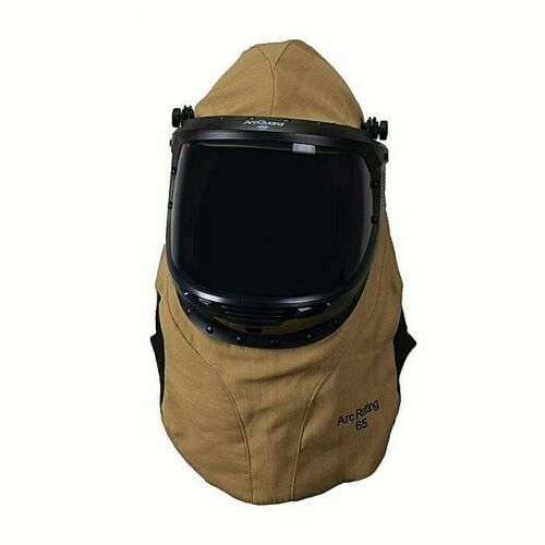 Tan 65 cal arc flash lift front hood H65KDQT65LF on white background