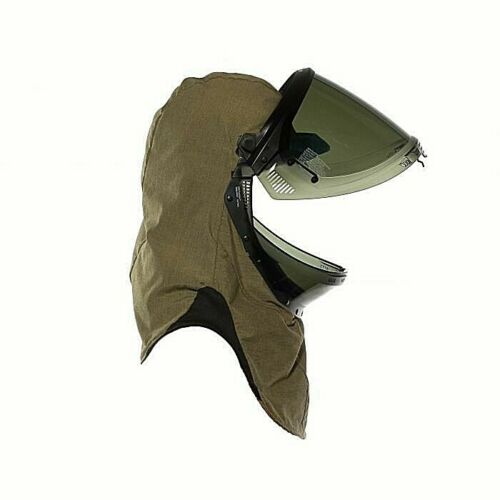 NSA 40 cal Arc Flash Lift front hood and hard hat H65NPQH40LFL on white background