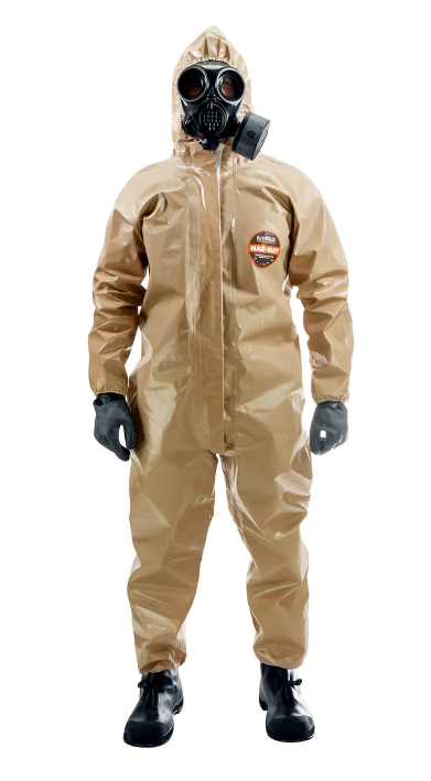 Tan MIRA Safety HAZ-SUIT Protective CBRN HAZMAT Suit on white background