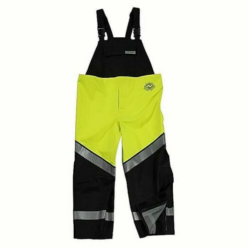 Black and lime yellow NSA Extreme weather bib overalls HYDRO2BIB on white background