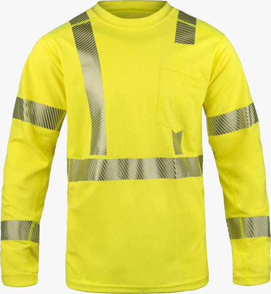 Yellow, reflective Lakeland LSCAT29RT High Performance Flame Resistant Crew on white bakground