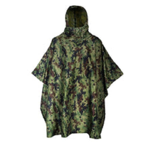 MIRA MDU10 camo colored poncho against white background