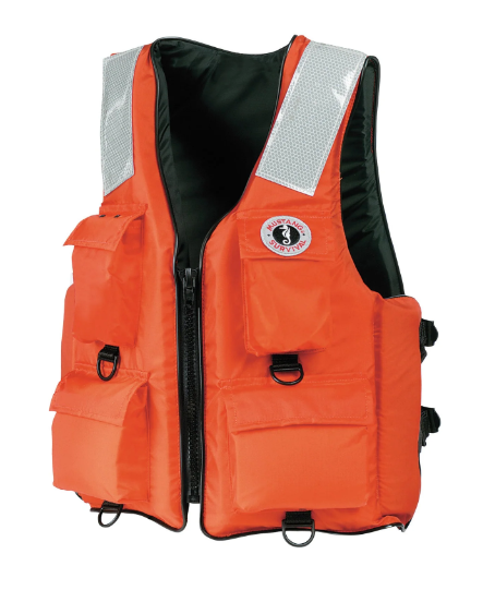 Orange Mustang Suvival MV3128 T2 Four Pocket Flotation Vest on white background