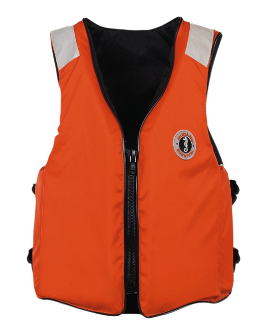 Orange Mustang Survival MV3196 T2 Classic Industrial Flotation Vest  on white background