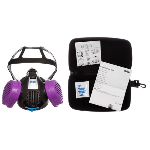Black, white, purple Draeger NA10753 Wildland Respiratory Protection Kit on white background