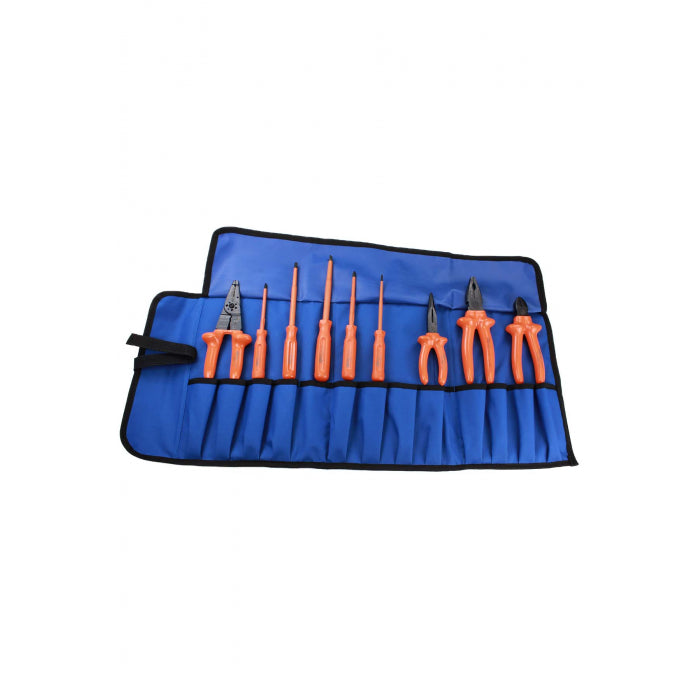 Blue, orange NSA electrical tool kit AGTK-1 on white background
