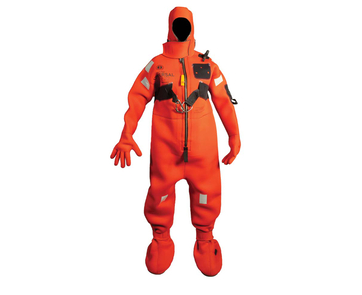 Orange color Mustang MIS230HR-4-0-209 Neoprene Cold Water Immersion Suit with Harness on white background